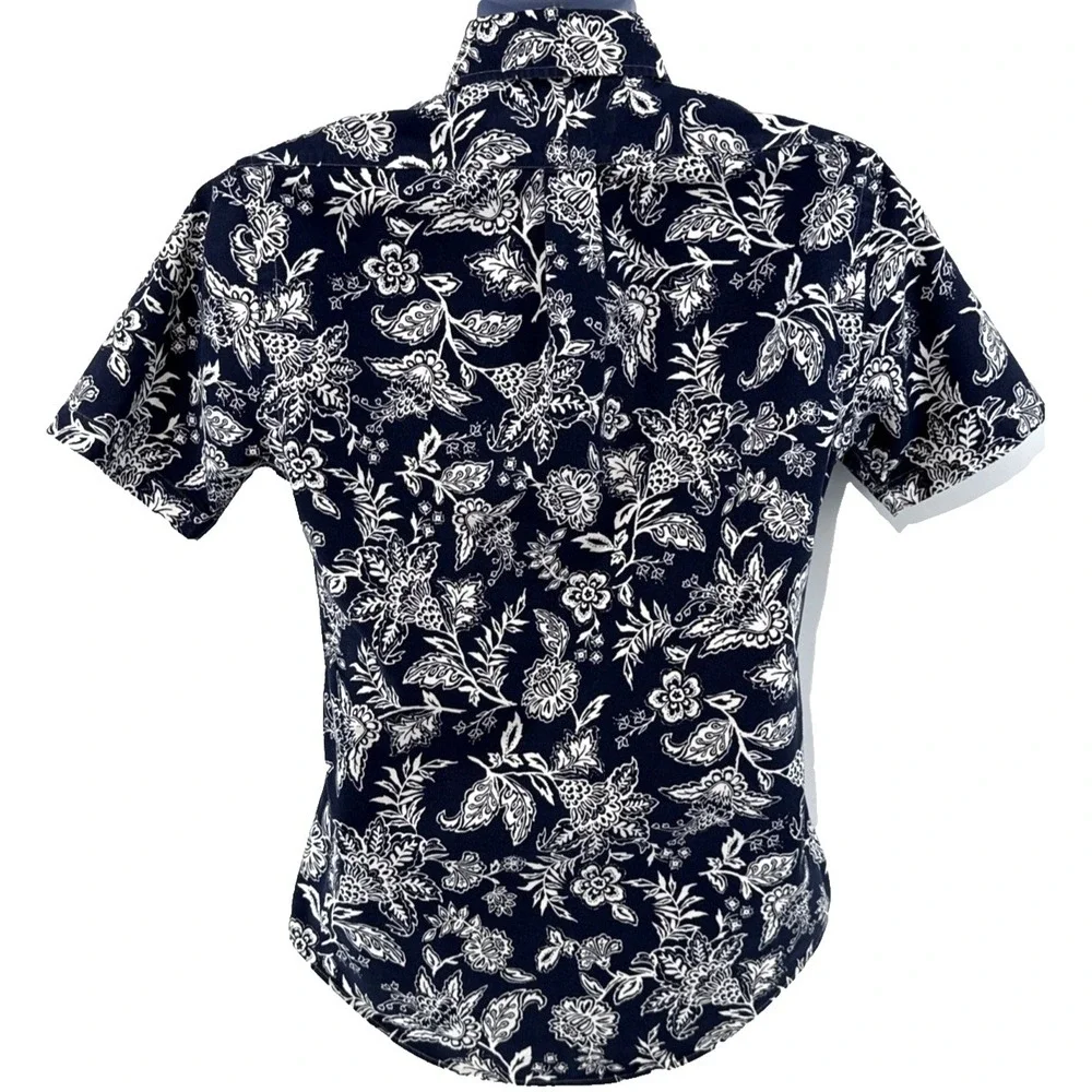 Polo‎ Ralph Lauren Shirt Men S Slim Fit Short Sleeve Floral Navy Pony Logo